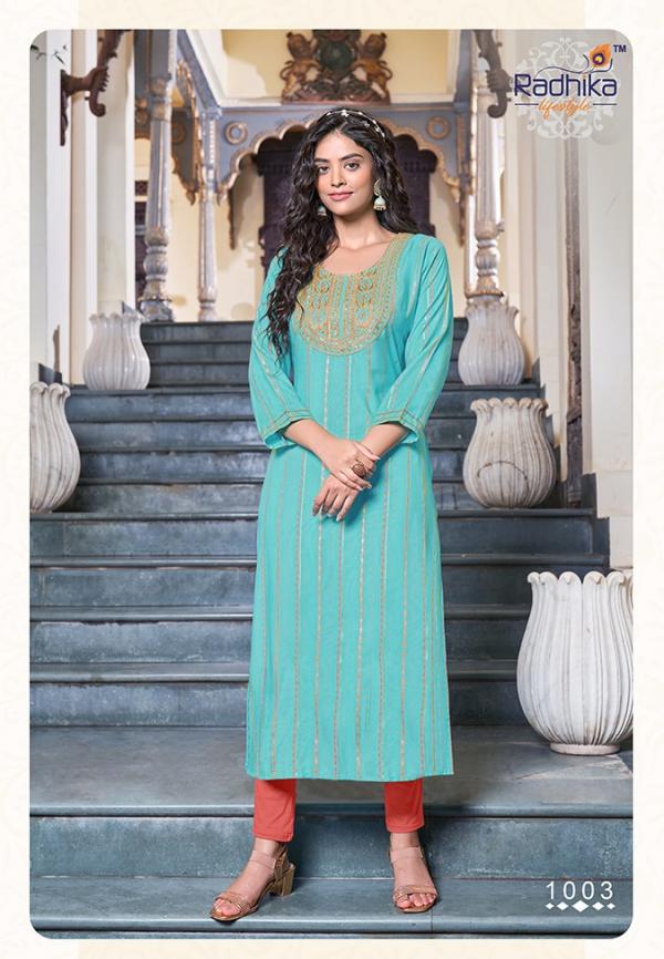 Radhika Princess 1 Festive Wear Rayon Embroidery Kurti Collection